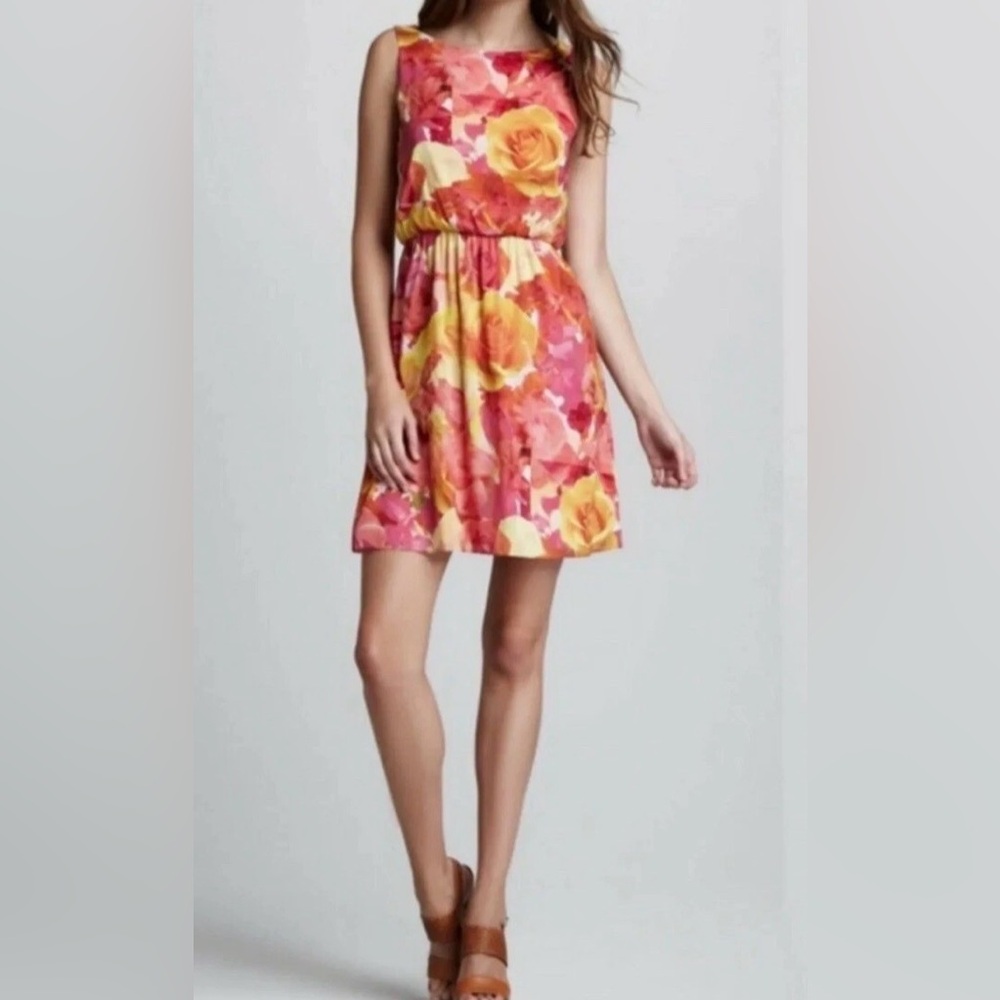 Alice + Olivia Silk Watercolor Pink Floral Sleeveless Spring/Summer Dress Small - Picture 10 of 16